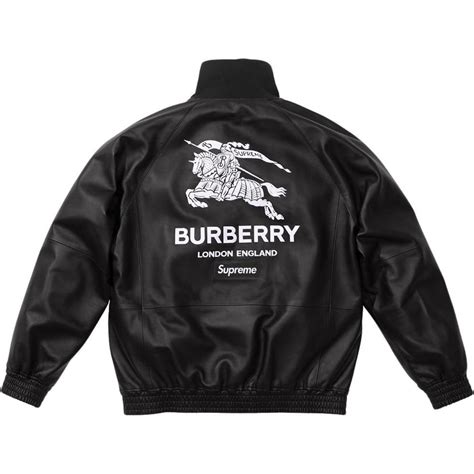 burberry supreme collab|Burberry leather track jacket.